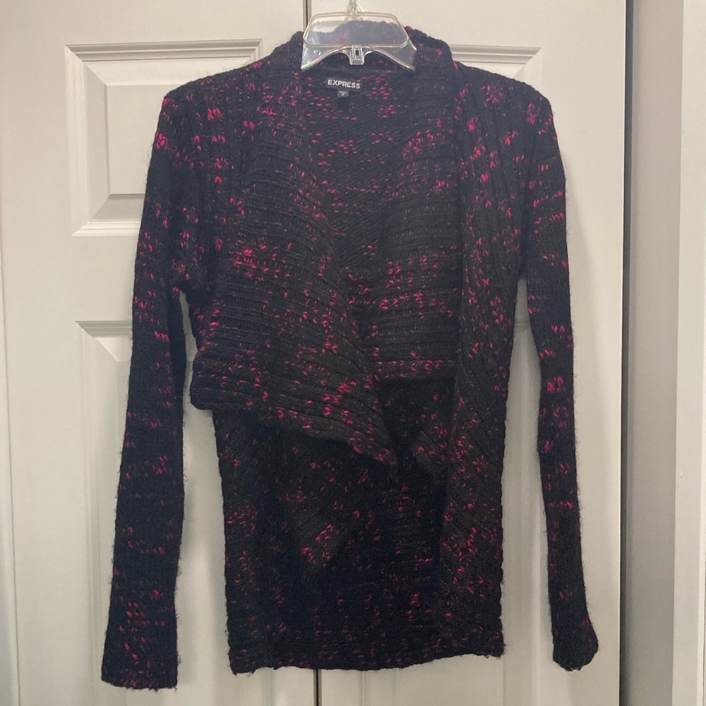 Express Black and Pink Cardigan Sweater